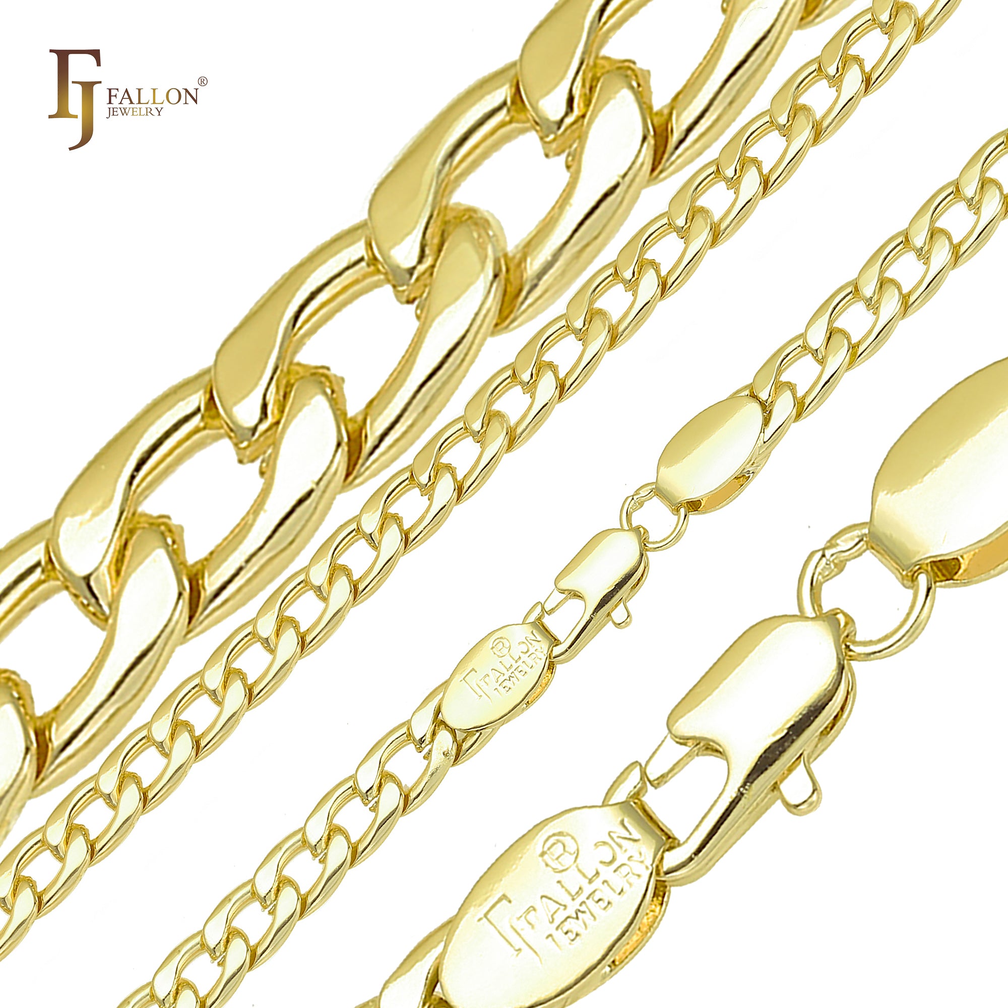 Cadenas de eslabones redondos chapadas en oro rosa, oro de 14 quilates y oro blanco