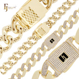 Pulseras de cadena de oro de 14 quilates con eslabones cubanos gruesos y huecos de cobre ultra