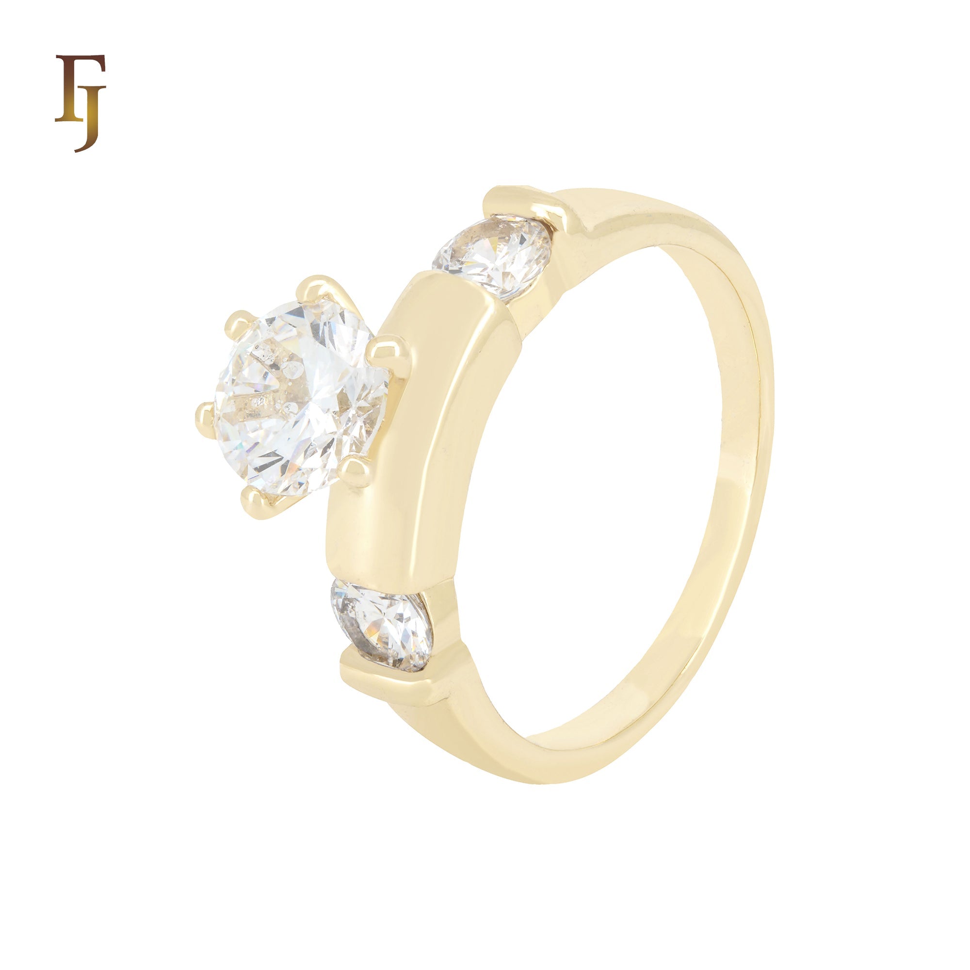 Big Cluster White CZs 14K Gold Wedding Set Rings