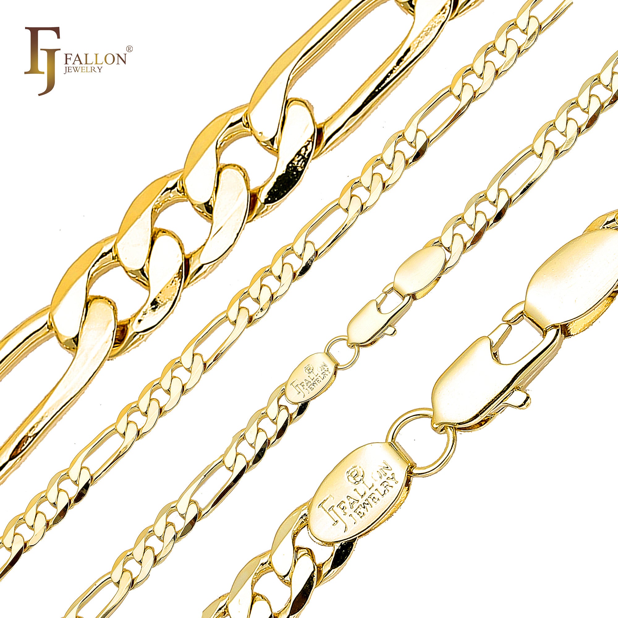 Классическое звено Figaro Розовое золото, двухцветные цепочки