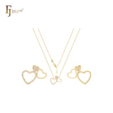 Collar de oro de 14 quilates con corazones de circonitas blancas