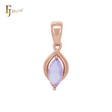 Подвеска Solitare Marquise Pink Purple Rose Gold