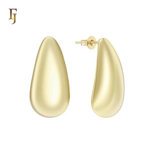 Glossy teardrop flank 14K Gold, Rose Gold Stud Earrings