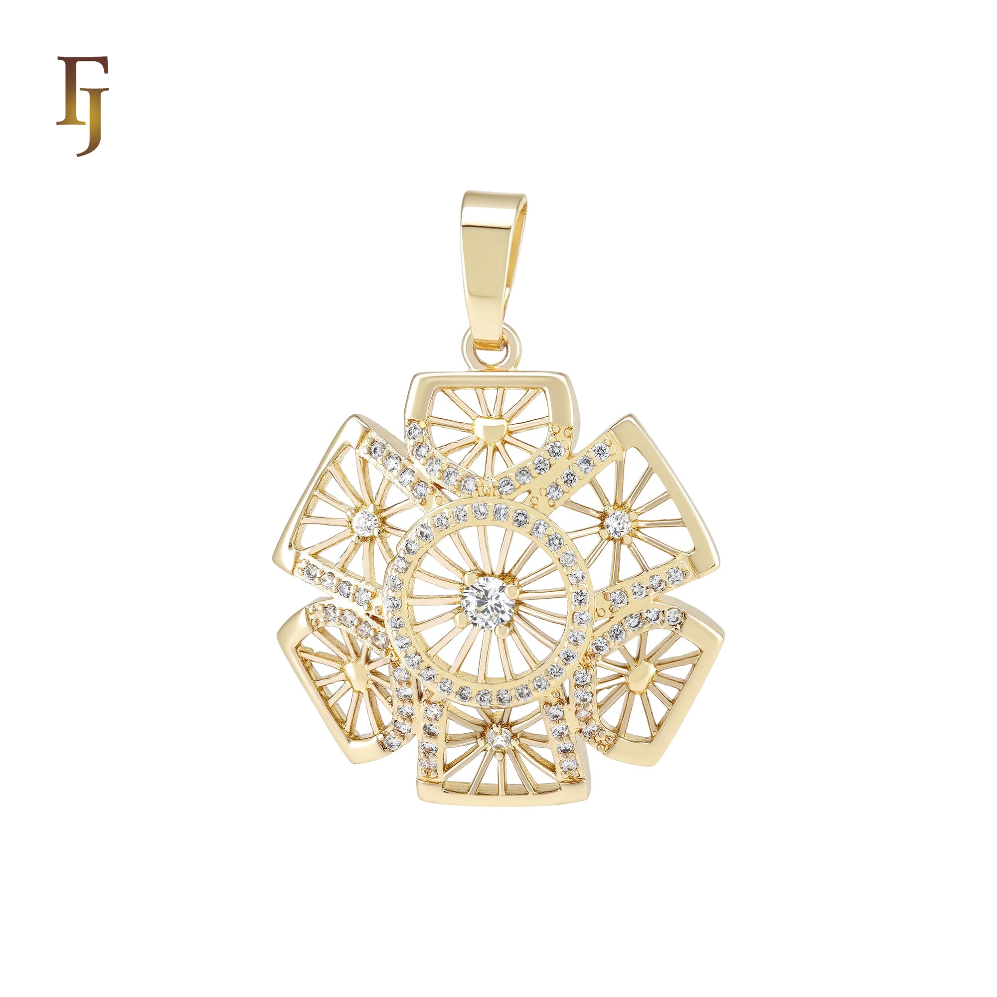Hexagon Snowflake filigree 14K Gold Pendant