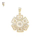 Hexagon Snowflake filigree 14K Gold Pendant