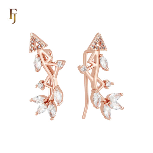 Cluster white CZs Rose Gold Crawler Earrings