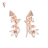 Cluster white CZs Rose Gold Crawler Earrings