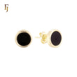 Rounded Black Onyx 14K Gold, Rose Gold Stud Earrings