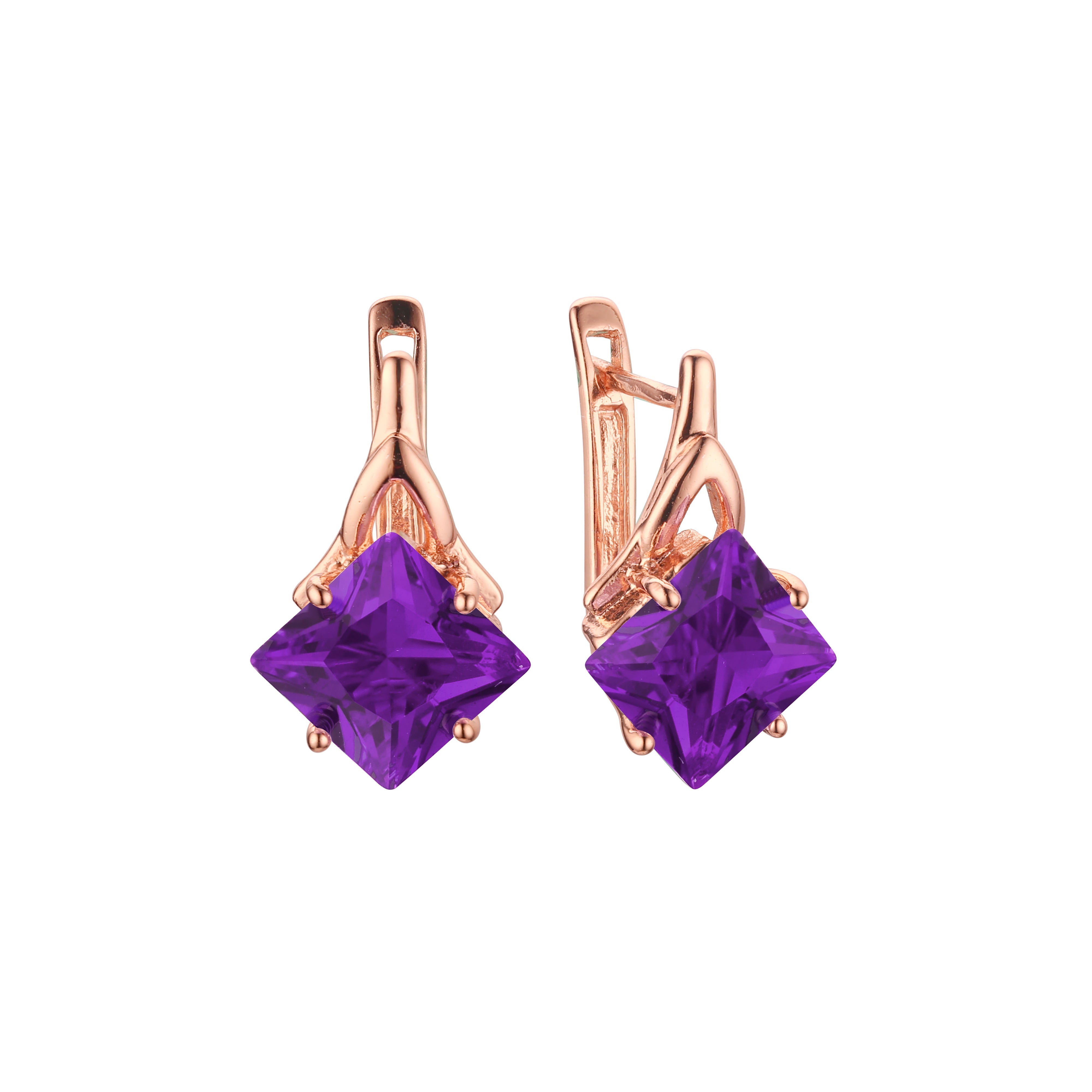 Aretes en Oro 14K, Oro Blanco, Baño en Oro Rosa colores