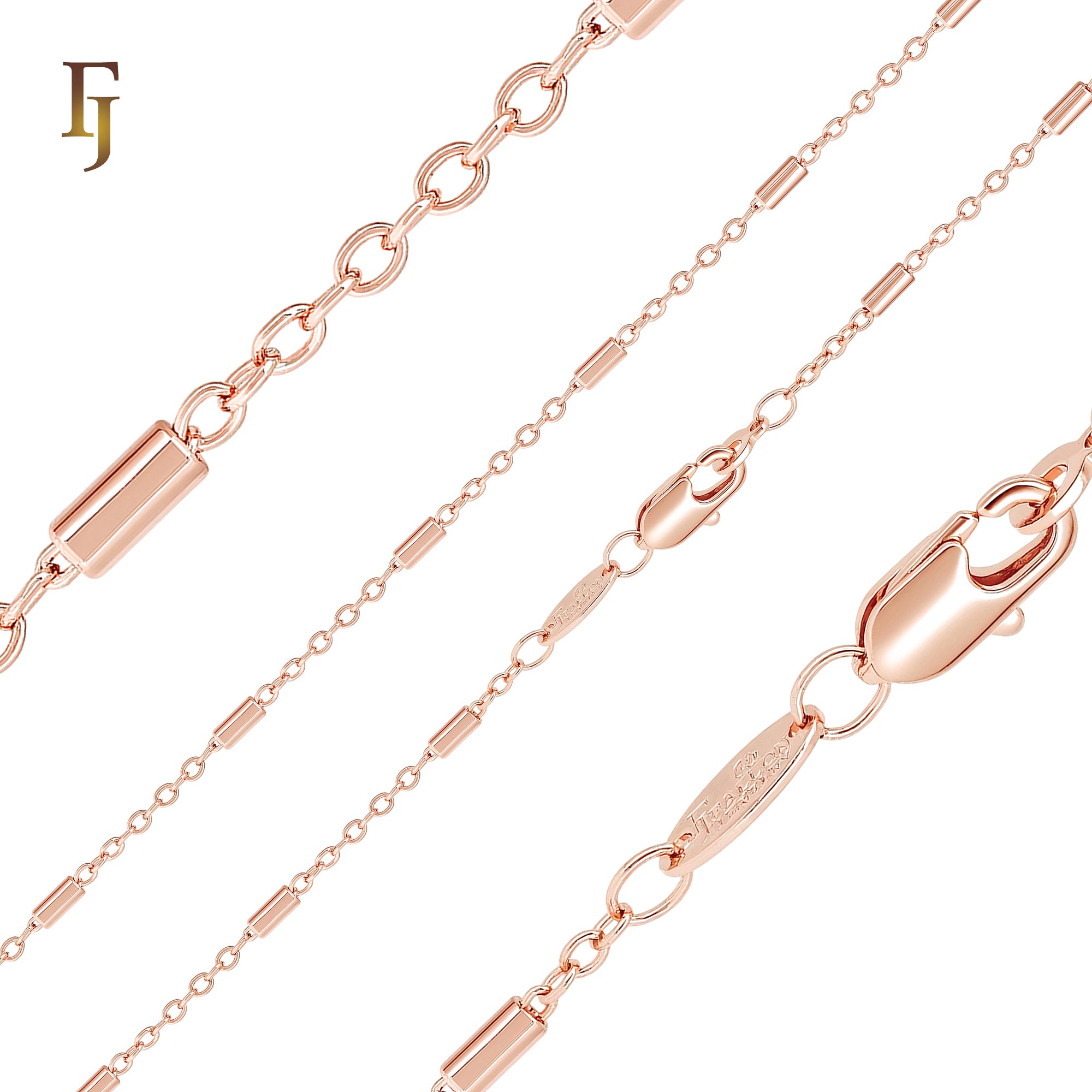 Pillar cable mixed Fancy link Rose Gold Chain