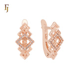 Textured Multi Rhombus linked Rose Gold Russian Lock Earrings
