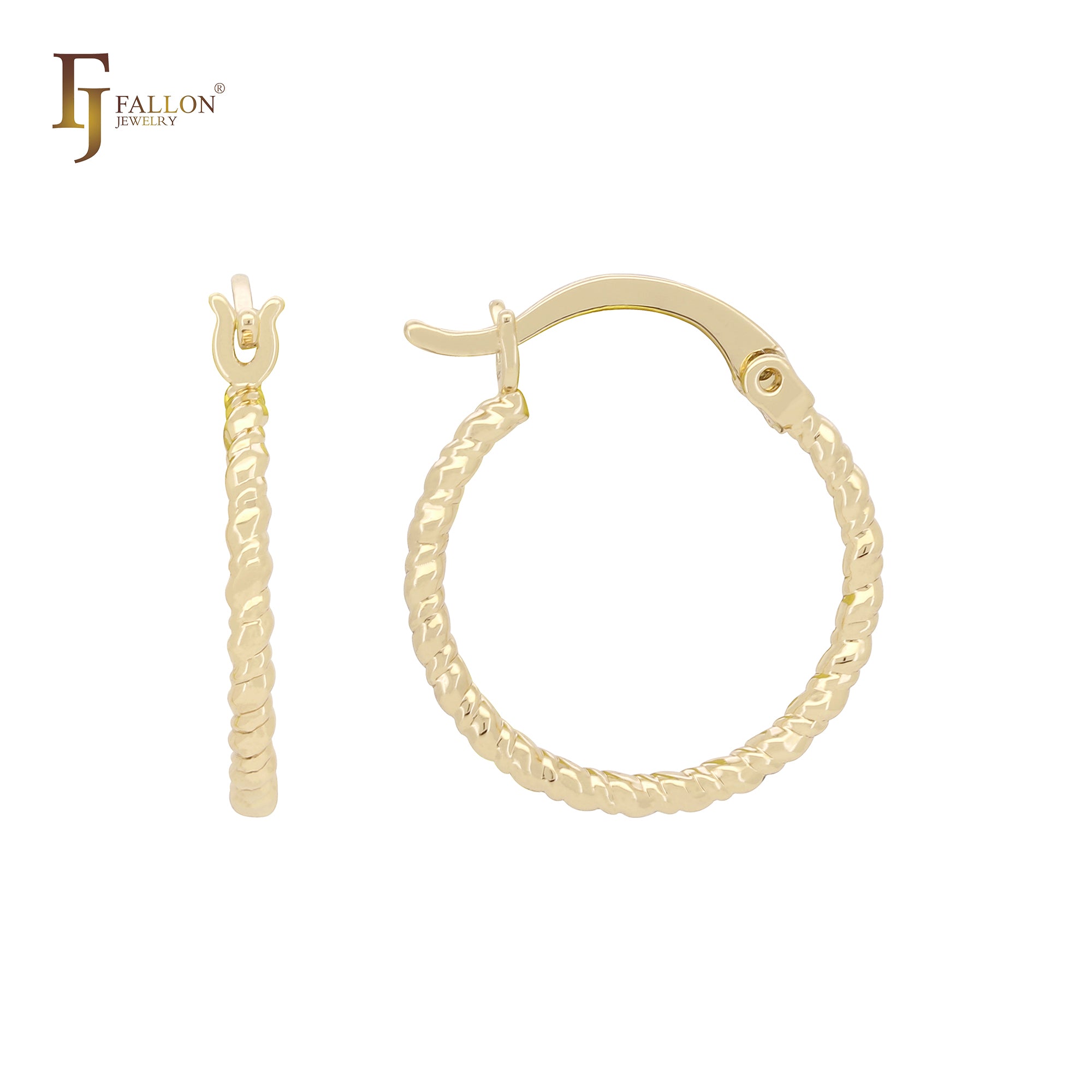 Серьги-кольца Rounded Alternative с веревочным узором 14K Gold, Rose Gold