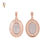 Portrait of Saint Matrona Russian Orthodox Rose Gold Religious Pendnat