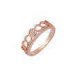 Herz mit Herz gepflasterten weißen CZs 14K Gold, Roségold Krone Ringe