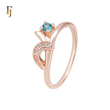 Blue CZ white CZs Rose Gold Fashion Rings