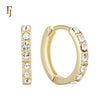 Paved White CZs 14K Gold Huggie Earrings
