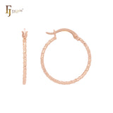 Серьги-кольца Rounded Alternative с веревочным узором 14K Gold, Rose Gold