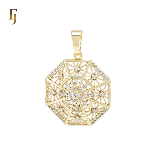 Octagon Snowflake filigree 14K Gold Pendant