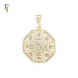 Octagon Snowflake filigree 14K Gold Pendant
