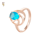Spinning oval Solitaire colorful CZ Rose Gold Fashion Rings