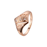 Offene Ringe mit doppelten Bl?ttern aus 18-kar?tigem Gold, 14-kar?tigem Gold, Ros¨¦gold und zweifarbigen Beschichtungen
