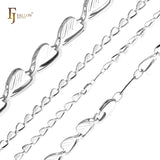 Cadenas de acero con eslabones elegantes de corazón y hojas chapadas en oro blanco, oro de 14 quilates, oro rosa, dos tonos