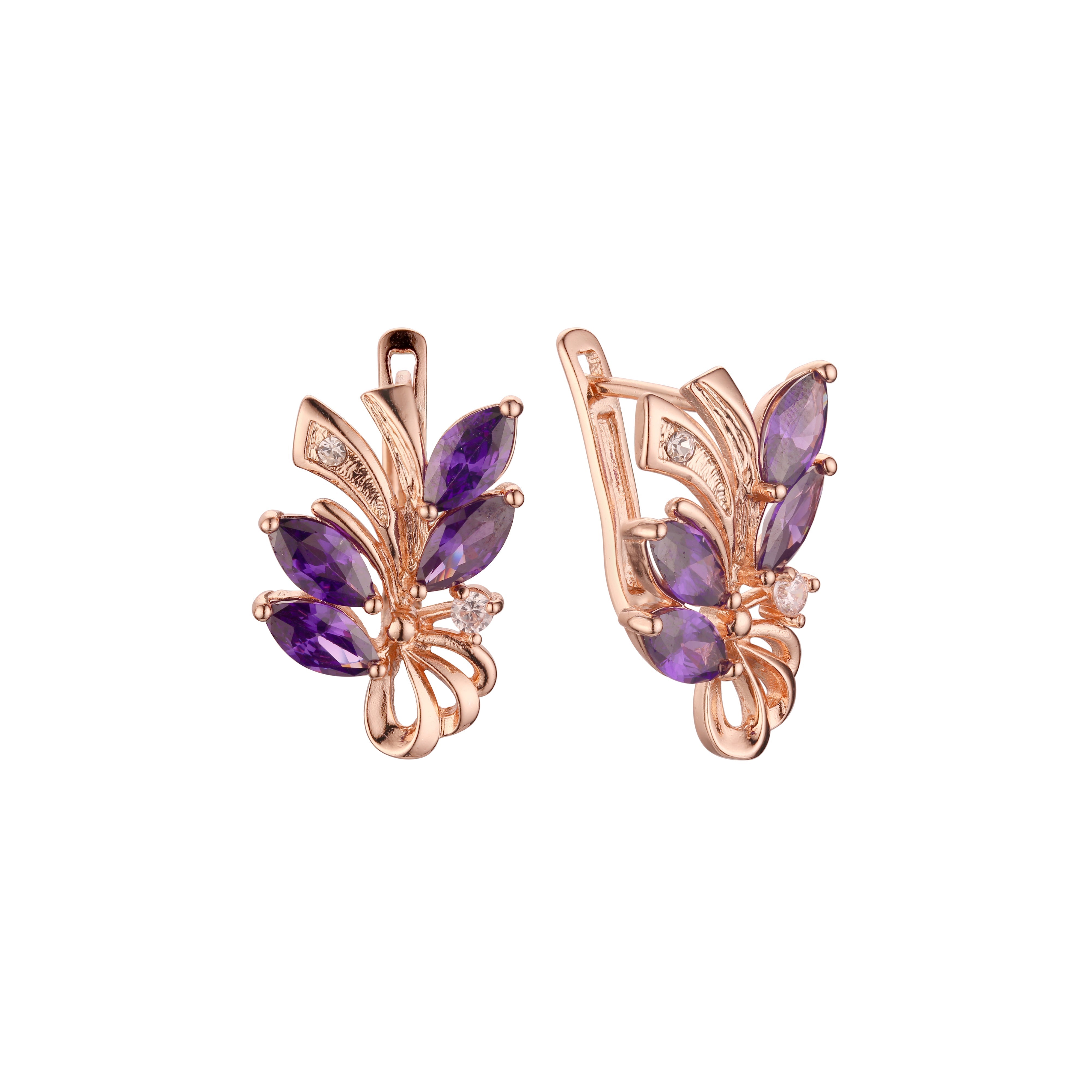 Pendientes de oro rosa de 14 quilates con brillantes circonitas cúbicas