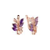Pendientes de oro rosa de 14 quilates con brillantes circonitas cúbicas