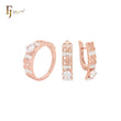 Conjunto de joyas de oro rosa con anillos y doble símbolo de infinito 8 con circonitas blancas