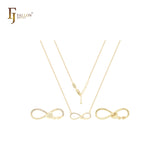 Collar de oro de 14 quilates con infinito y corazón de circonitas blancas