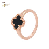 Minimalism Elegant Black or white Clover design Rose Gold  Fashion Rings