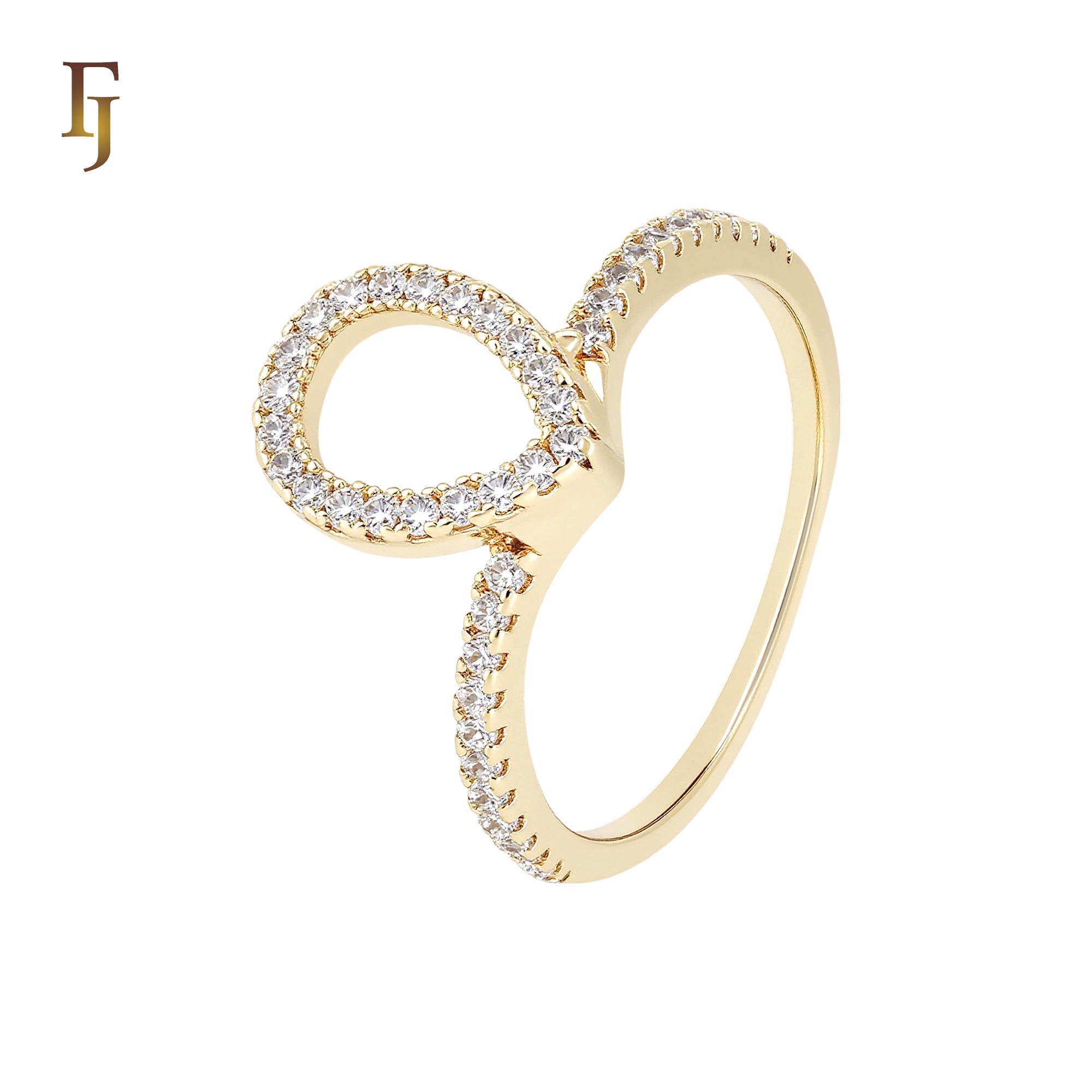 Teardrop ring paved white CZs 14K Gold Eternity Fahsion Rings