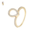 Teardrop ring paved white CZs 14K Gold Eternity Fahsion Rings