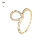 Teardrop ring paved white CZs 14K Gold Eternity Fahsion Rings
