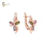 Серьги-клипсы Flower of butterfly из розового золота с белыми фианитами
