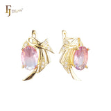 .Wings 14K 金单石耳环，镀玫瑰金颜色