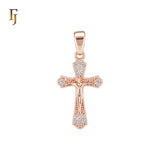 Crucifix Christian Cross Rose Gold Religious Pendant