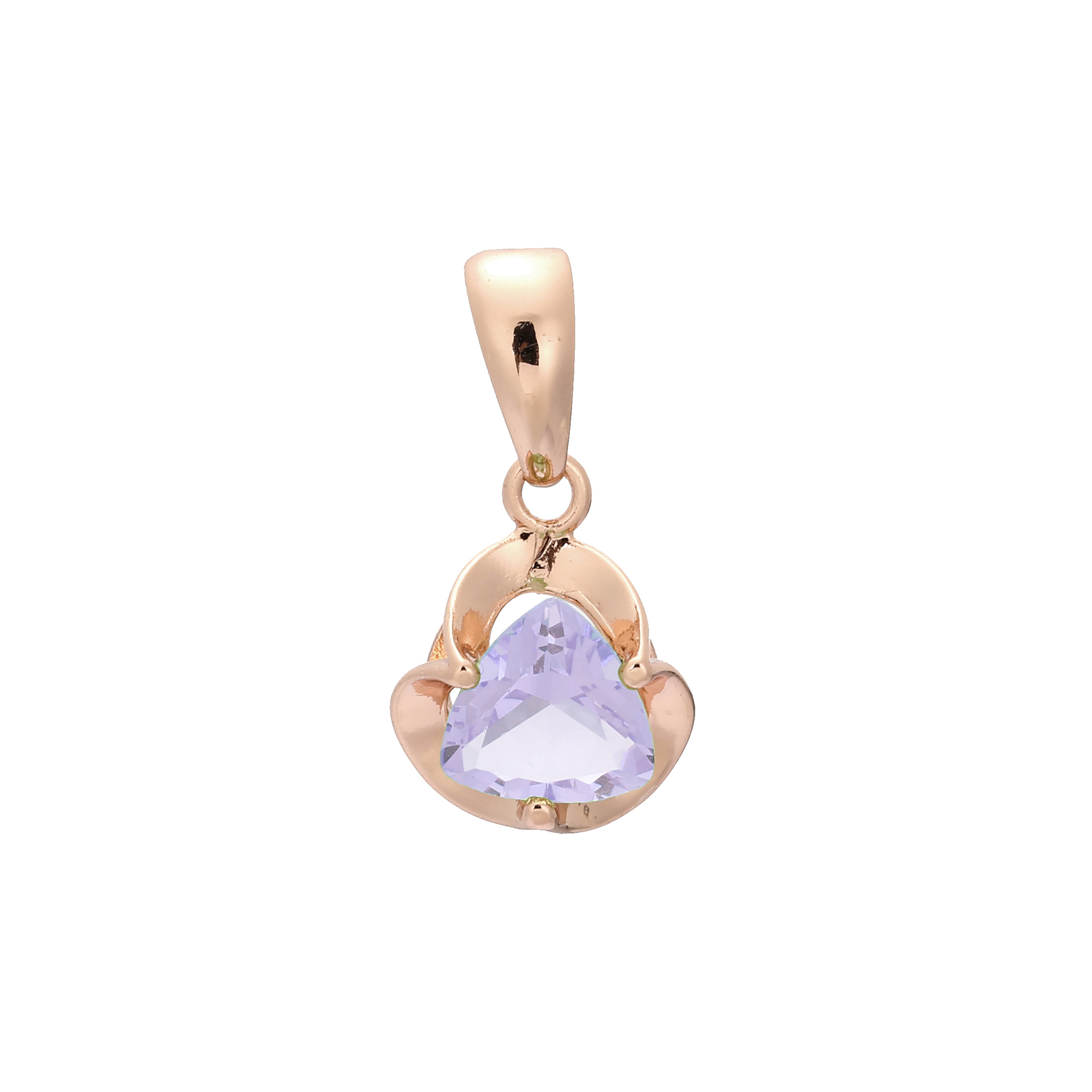 Colgante solitario con circonitas cúbicas de colores en oro de 14 quilates, oro rosa y oro blanco.