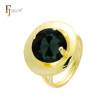 Широкие кольца-солитеры из 18-каратного золота, Жёлтое золото 585 пробы и покрытия из Красное золото 585 пробы