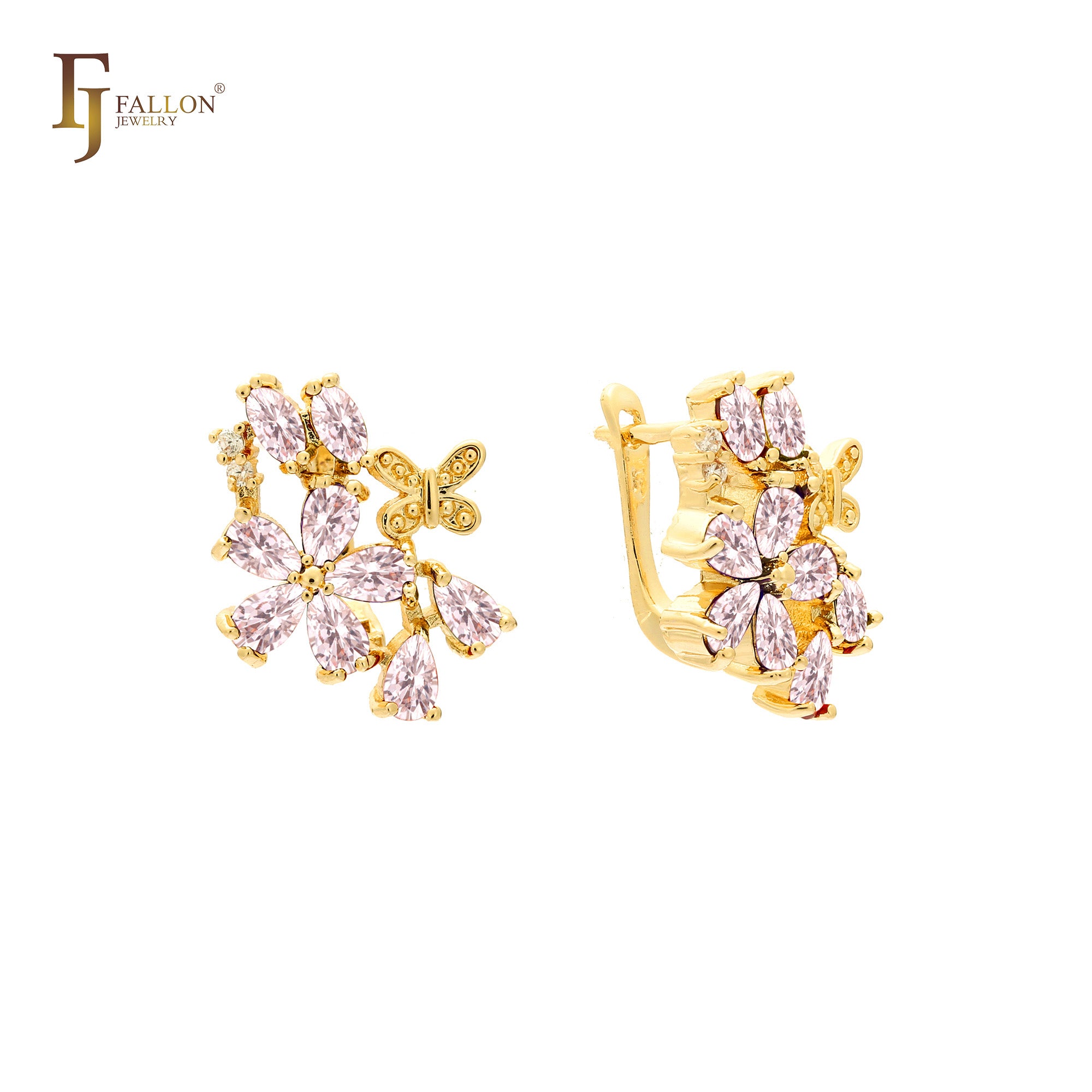 Flora Flowers Cluster CZs 14K Gold, Roségold Ohrringe