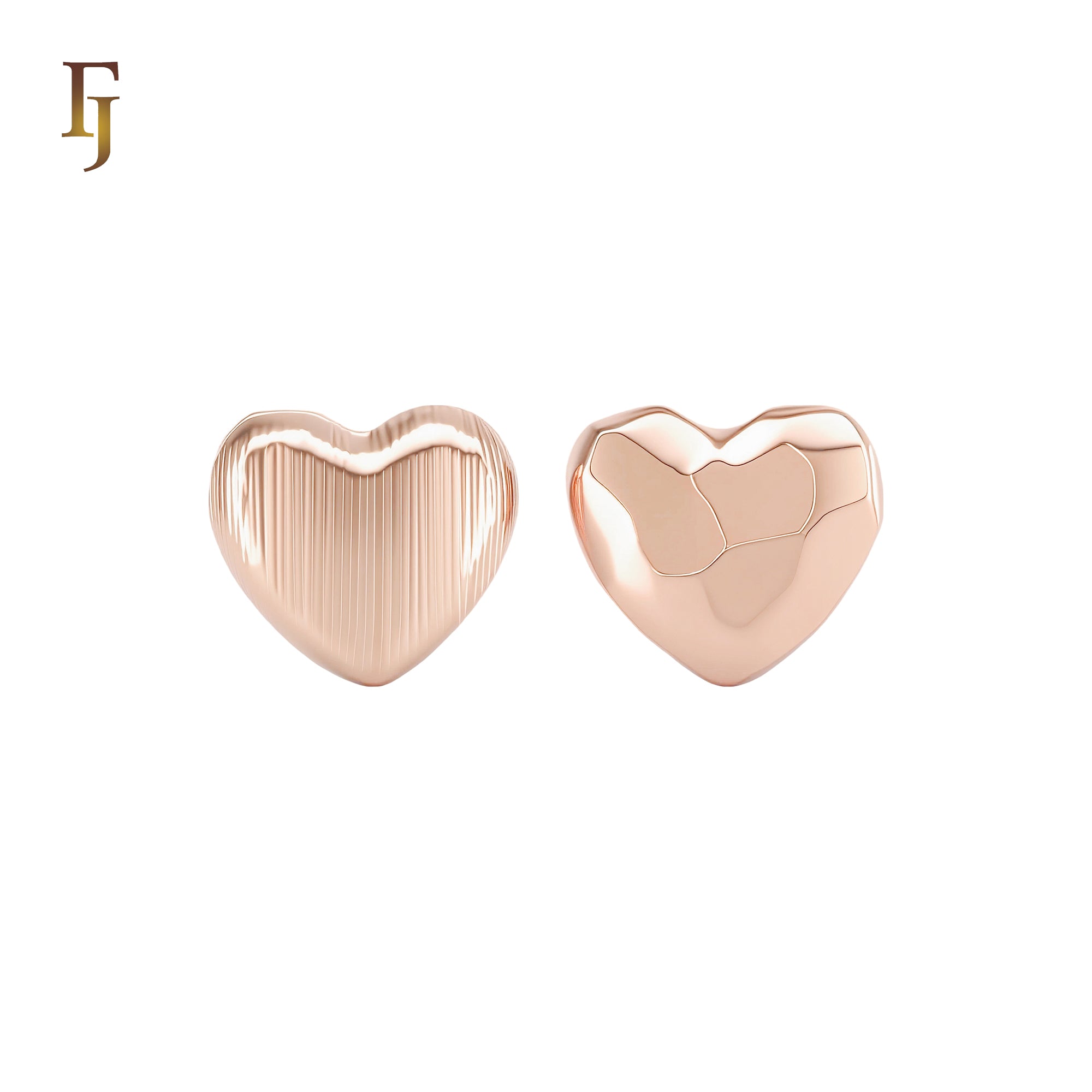 ALternative double textured 14K Gold, Rose Gold Stud Earrings