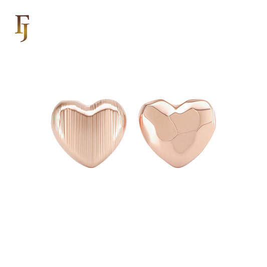ALternative double textured 14K Gold, Rose Gold Stud Earrings