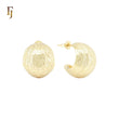 Texuted moon shaped 14K Gold, Rose Gold Stud Earrings