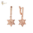 Drop Blooming Flower of beads Rose Gold Russian Lock Earrings