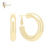 Aros de oro de 14 quilates, oro rosa y oro blanco de 7,2 mm de ancho con forma de tubo redondo brillante
