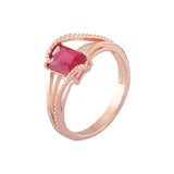Anillos solitarios de oro rosa con circonitas coloridas