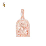 Russian Orthodox Portrait of Seven Sorrows Religious Rose Gold Pendant