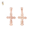 Triple rounded tip Russian Orthodox Cross Crucifix Rose Gold Pendant Religious
