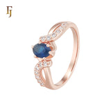 Spinning ribbons of white CZs Solitaire Oval CZ 14K Gold Fashion Rings