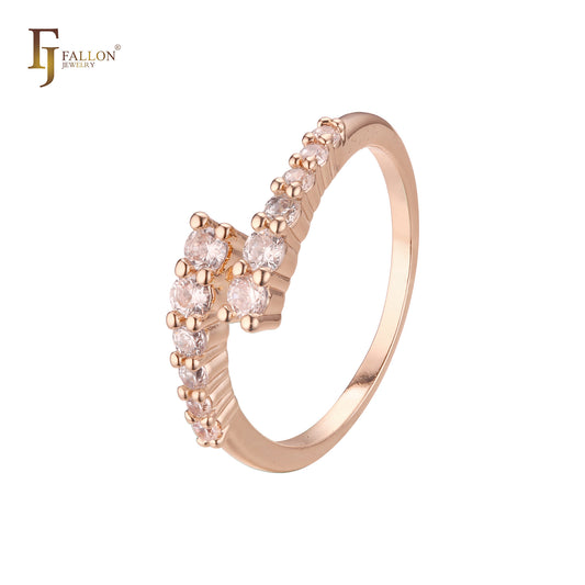 Anillos de boda de doble banda en oro de 14 quilates, colores de baño de oro rosa.